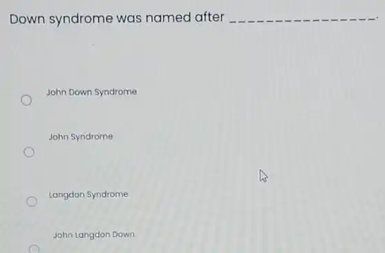 Down syndrome was named after John Down Syndrome John Syndrome Langdon Syndrome John Langdon Down