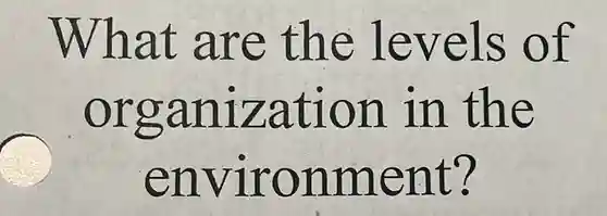 What are the levels of
organization in the
environment?