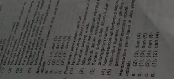 bersifat universal d Nobatutan Nongakgaran datanan agam game __ adalah adaptarian perryataan a a. (2). (4). dan (5) b (2). (4). dan (5) C.